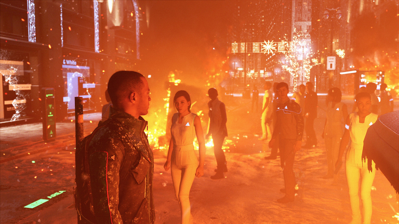 Un erou, Connor, exploreaza un oras din Detroit: Become Human, unul dintre cele mai bune jocuri PS4 ale noastre